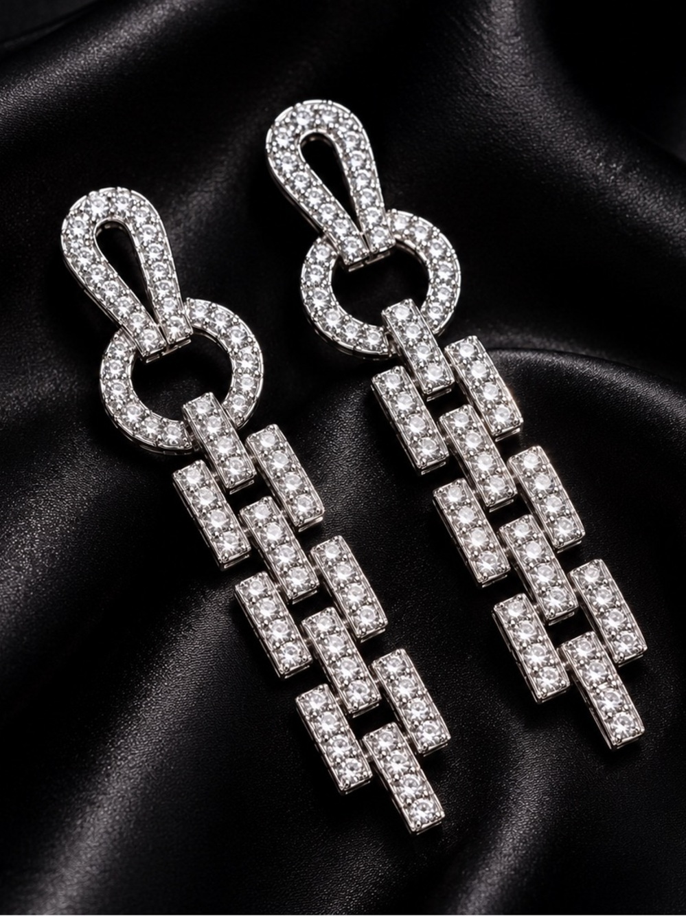 Elegant Luxury Silver tone finish long drop earring - Picture 8 of 10